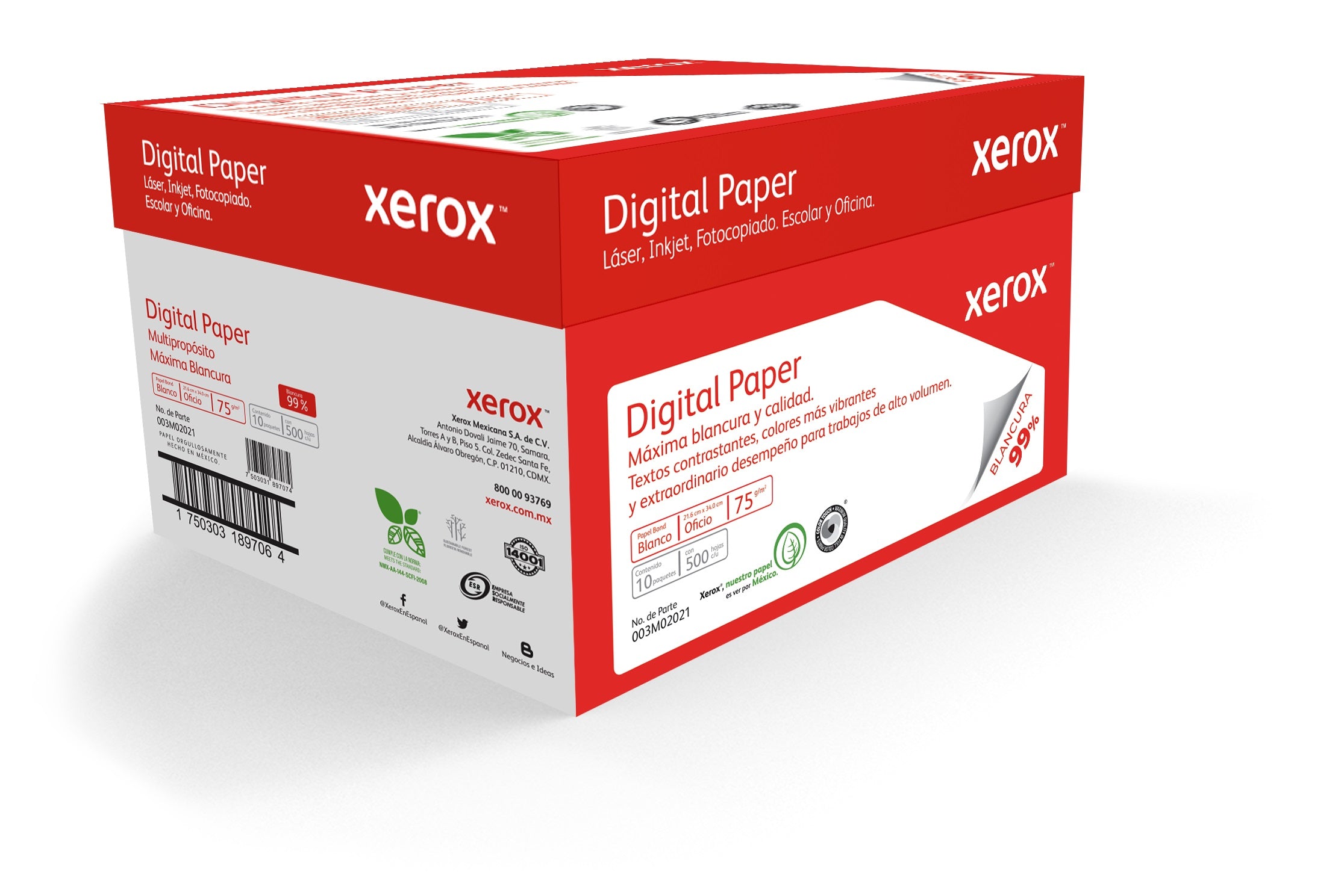 XEROX PAPEL DIGITAL ROJO OFICIO 99  BLANCURA - XEROX PAPEL DIGITAL ROJO OFICIO 99  BLANCURA -